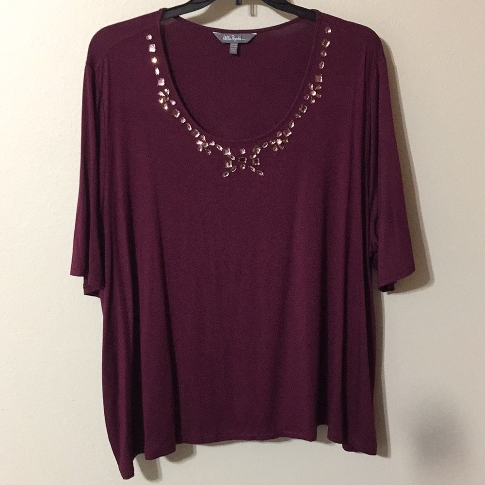 Soft Jeweled Neck Tee